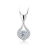 (Pendant Only) Zircon Waterdrop with Love Silver Pendant for Women